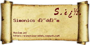 Simonics Ádám névjegykártya
